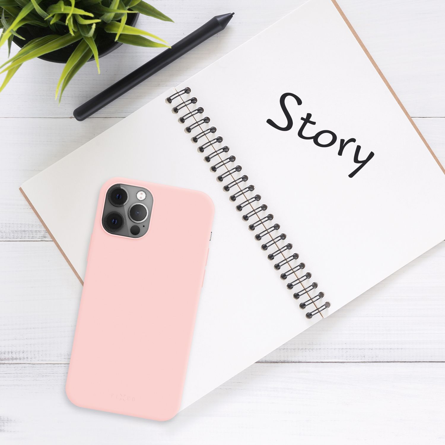 Zadní pogumovaný kryt FIXED Story pro Samsung Galaxy A14, růžový