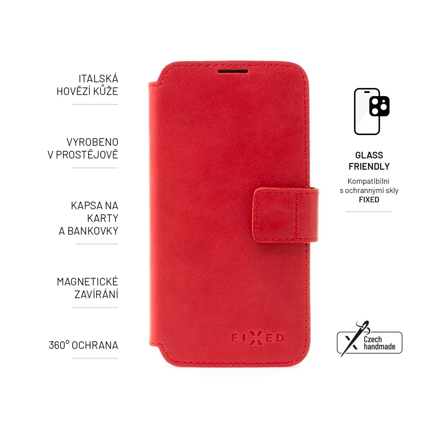 Kožené pouzdro typu kniha FIXED ProFit pro Samsung Galaxy A23, červené
