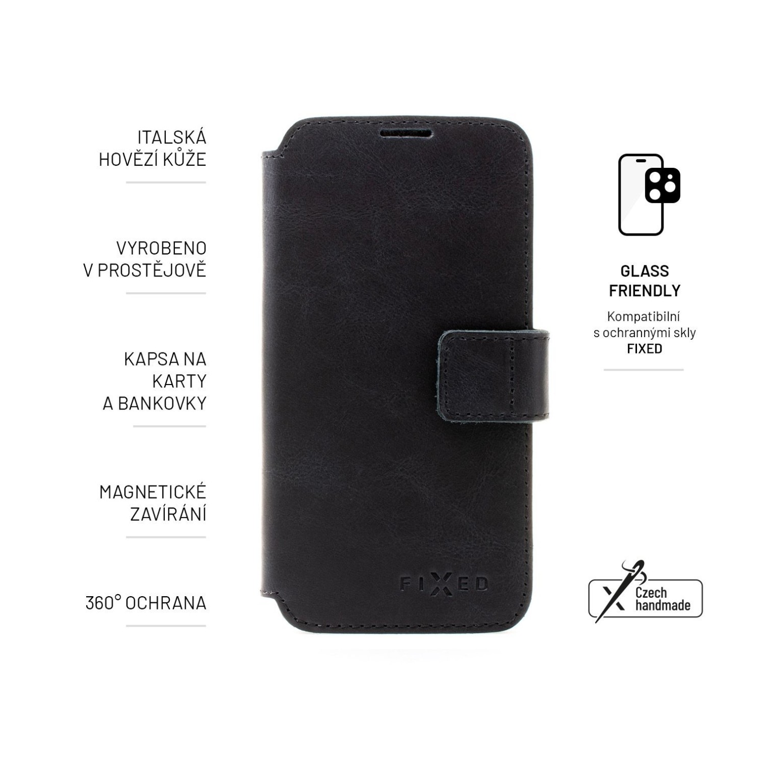 Kožené pouzdro typu kniha FIXED ProFit pro Samsung Galaxy A23, černé