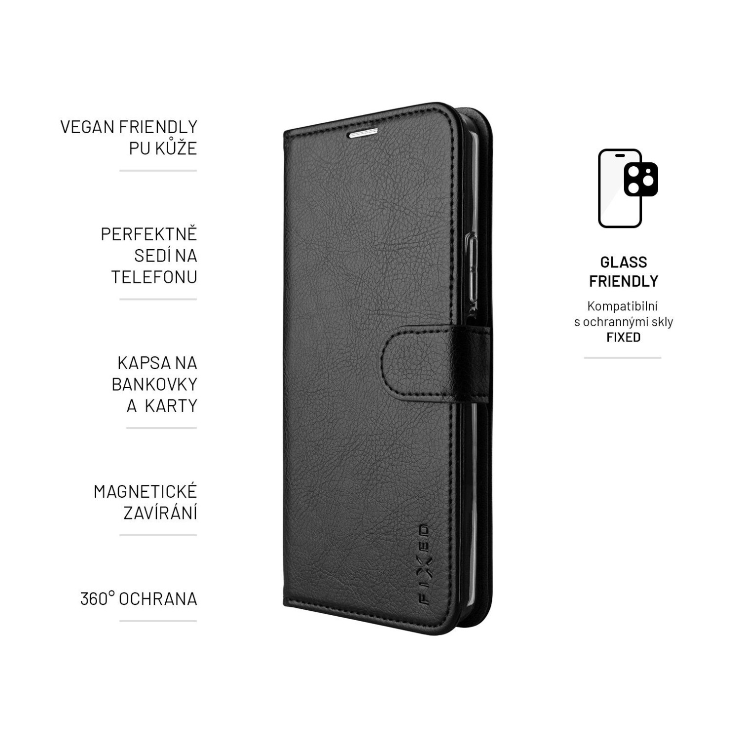 Pouzdro typu kniha FIXED Opus pro Xiaomi Redmi Note 12 5G, černé