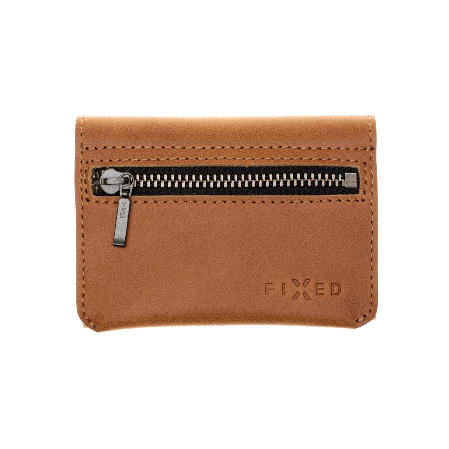 Kožená peňaženka FIXED Tripple Wallet for AirTag z pravej hovädzej kože, hnedá