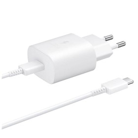 Cestovná nabíjačka Samsung EP-TA800EBE + EP-DA705BBE 25W, USB-C/USB-C, biela (OOB Bulk)