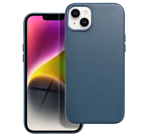 Ochranný kožený kryt Mag Cover pre Apple iPhone 14, indigovo modrá