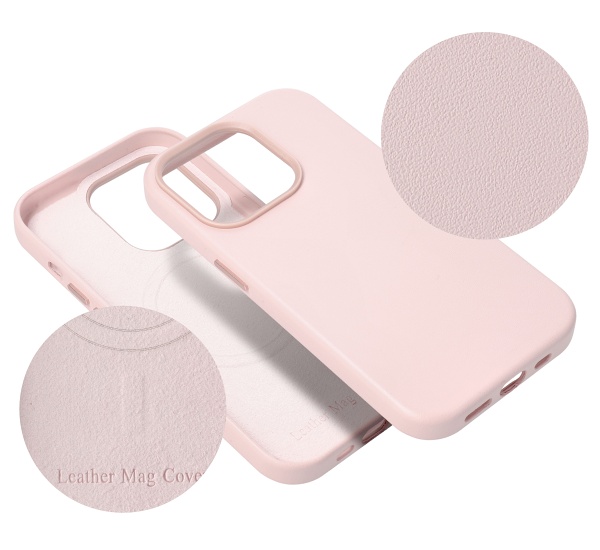 Ochranný kožený kryt Mag Cover pre Apple iPhone 14 Pro Max, svetlo ružová