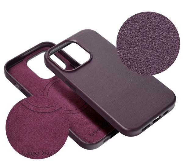 Ochranný kožený kryt Mag Cover pre Apple iPhone 14 Pro, tmavo fialová