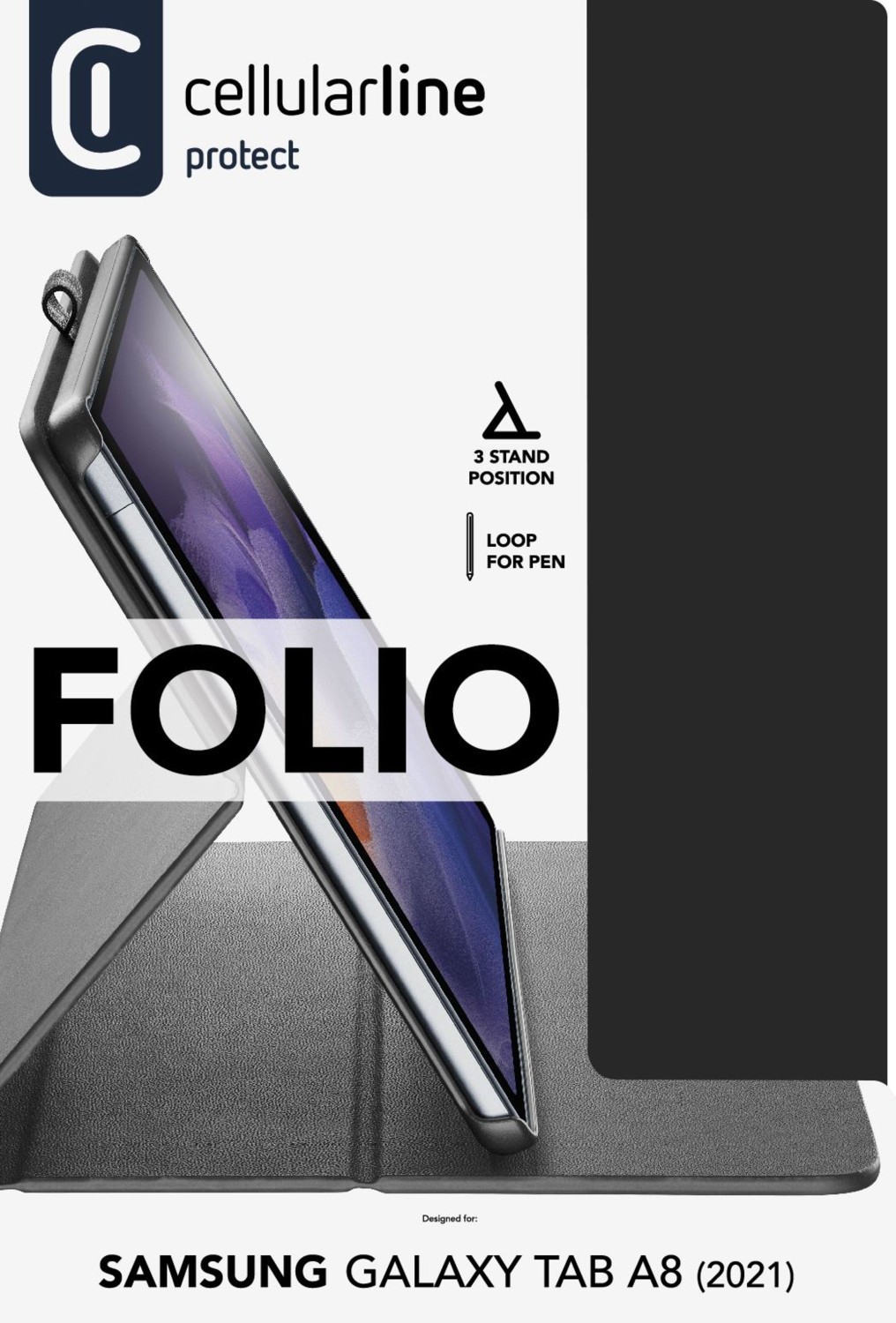Flipové puzdro so stojanom Cellularline Folio pre Samsung Galaxy Tab A8 (2022), čierna