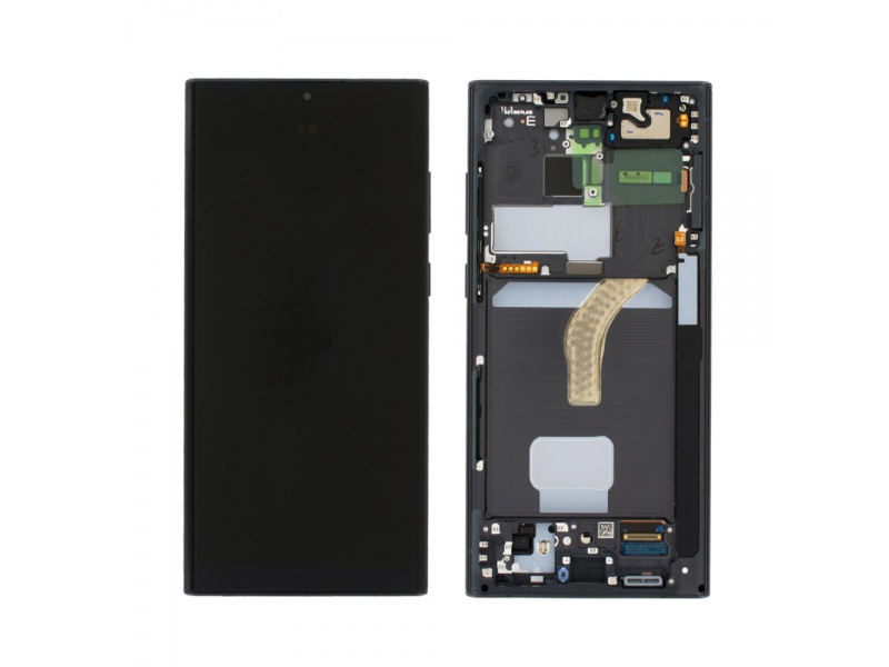LCD + dotyk + rámček pre Samsung Galaxy S22 Ultra, phantom black (Service Pack)