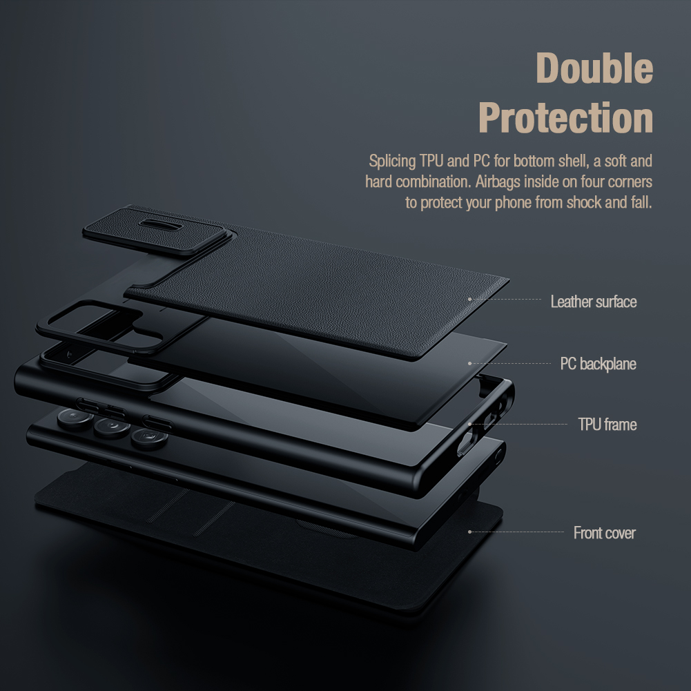 Flipové púzdro Nillkin Qin Book PRO Cloth pre Samsung Galaxy S23 Ultra, sivá