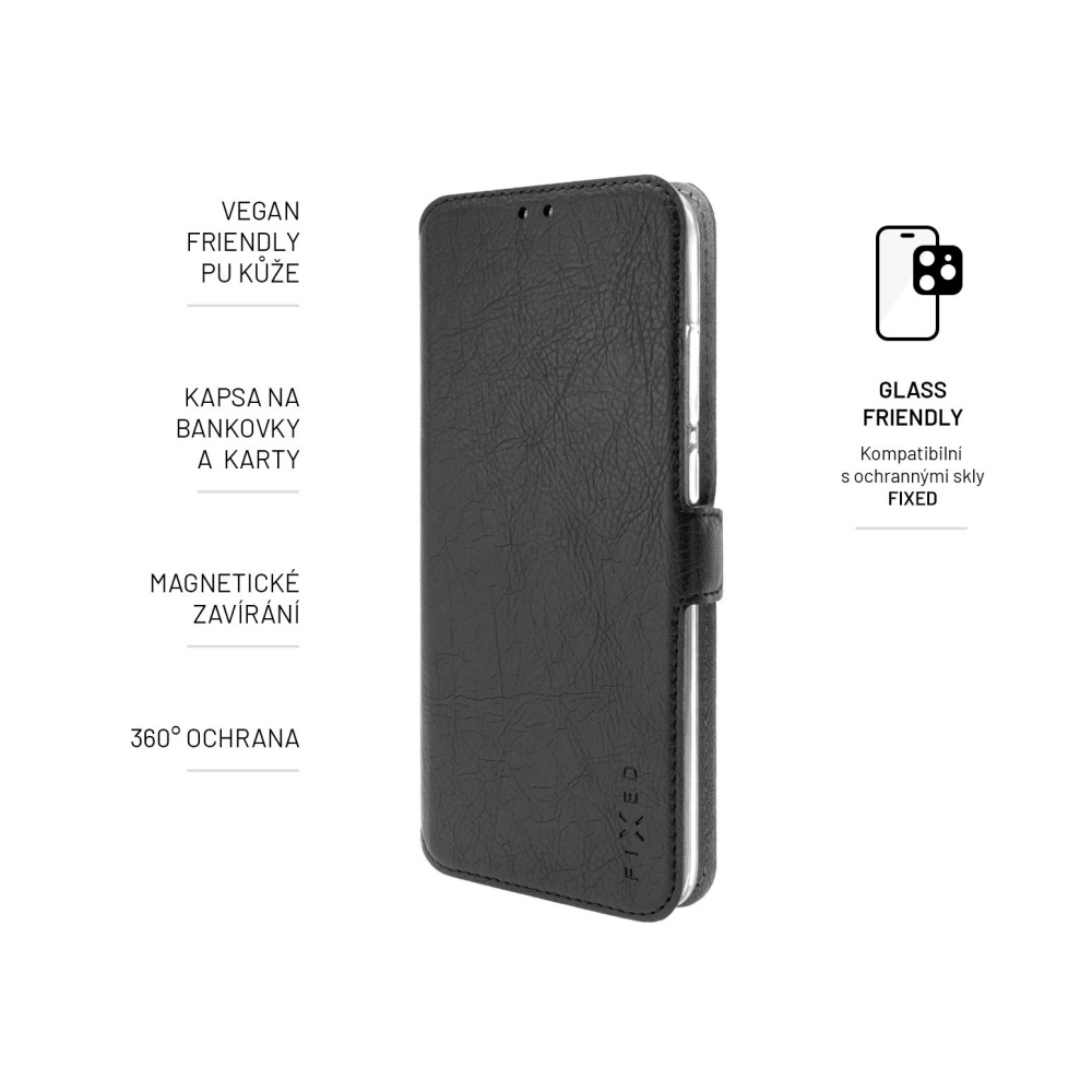 Tenké pouzdro typu kniha FIXED Topic pro Nokia C22, černé