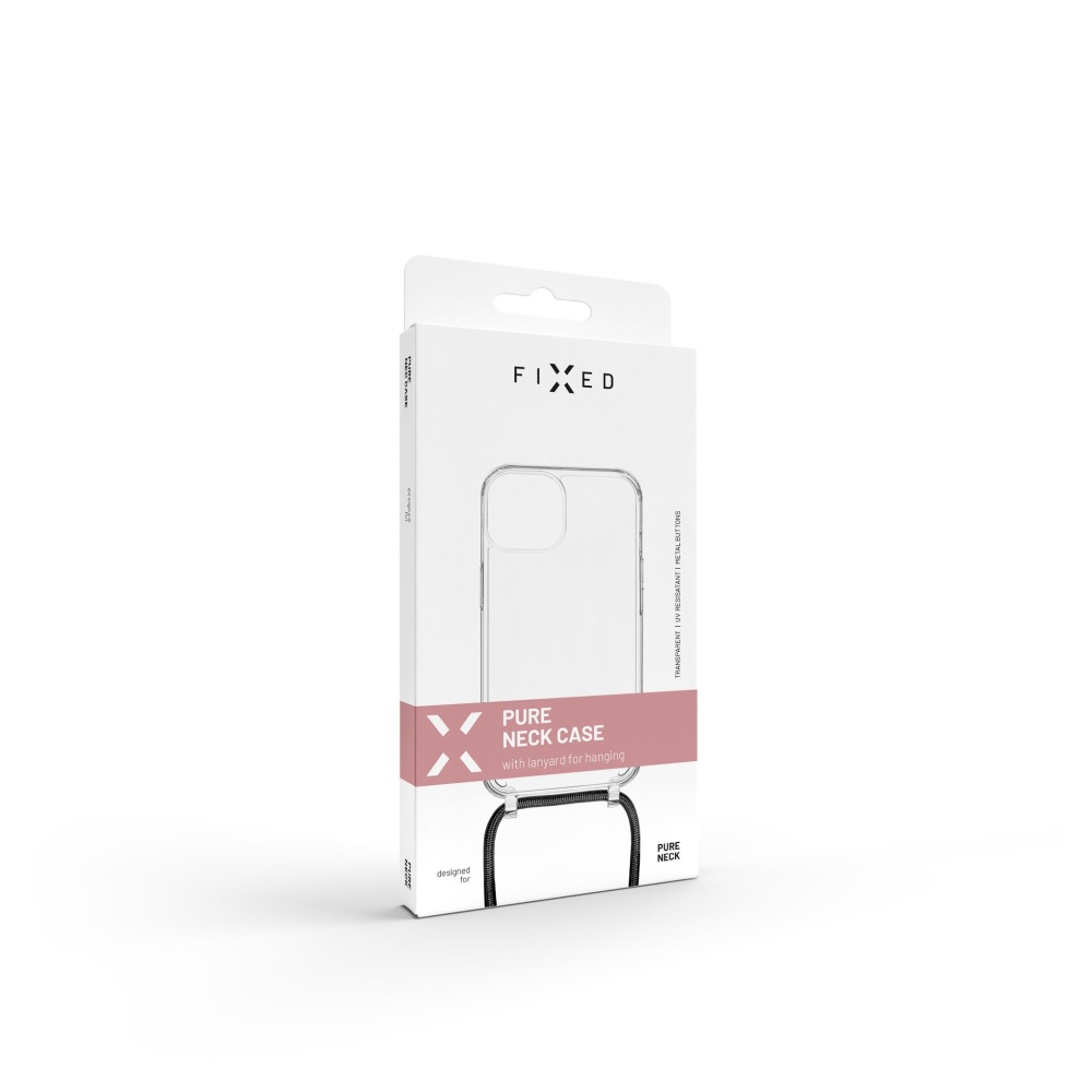 Pouzdro FIXED Pure Neck s černou šňůrkou na krk pro Apple iPhone 14 Plus