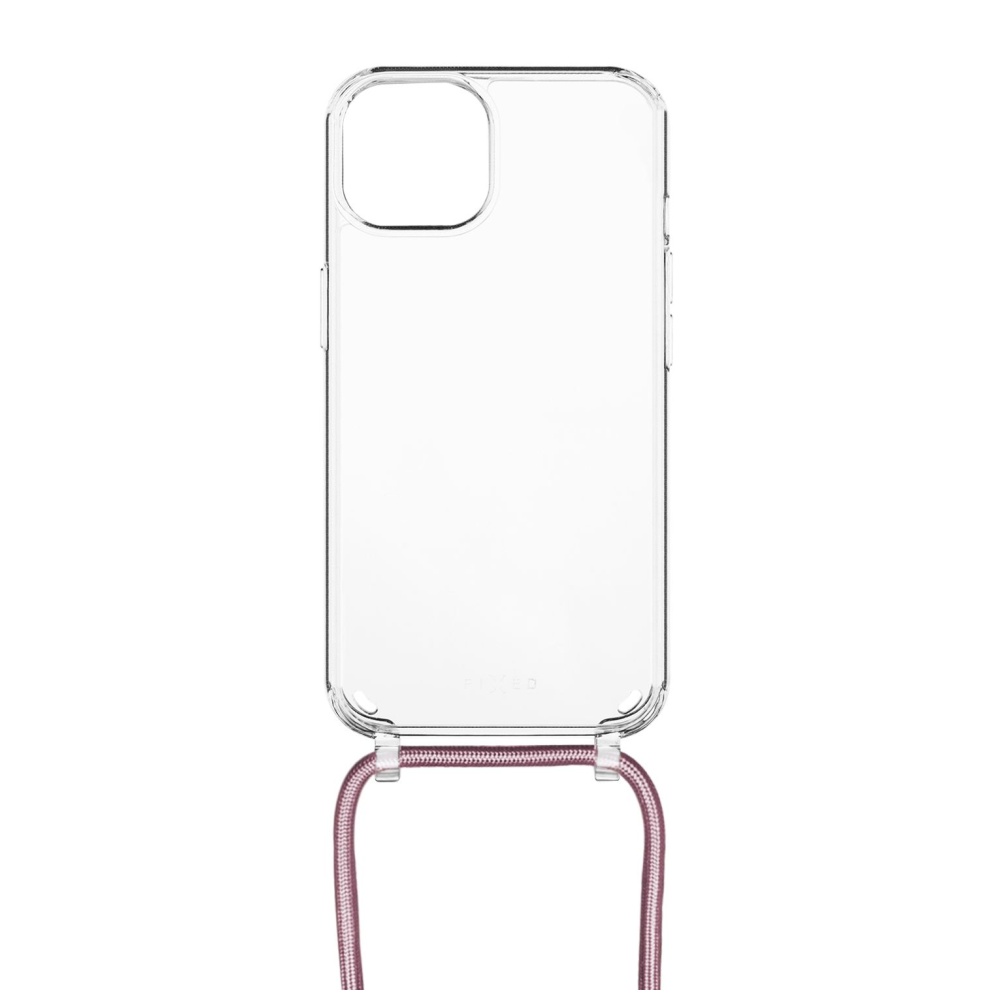 Pouzdro FIXED Pure Neck s růžovou šňůrkou na krk pro Apple iPhone 12/12 Pro