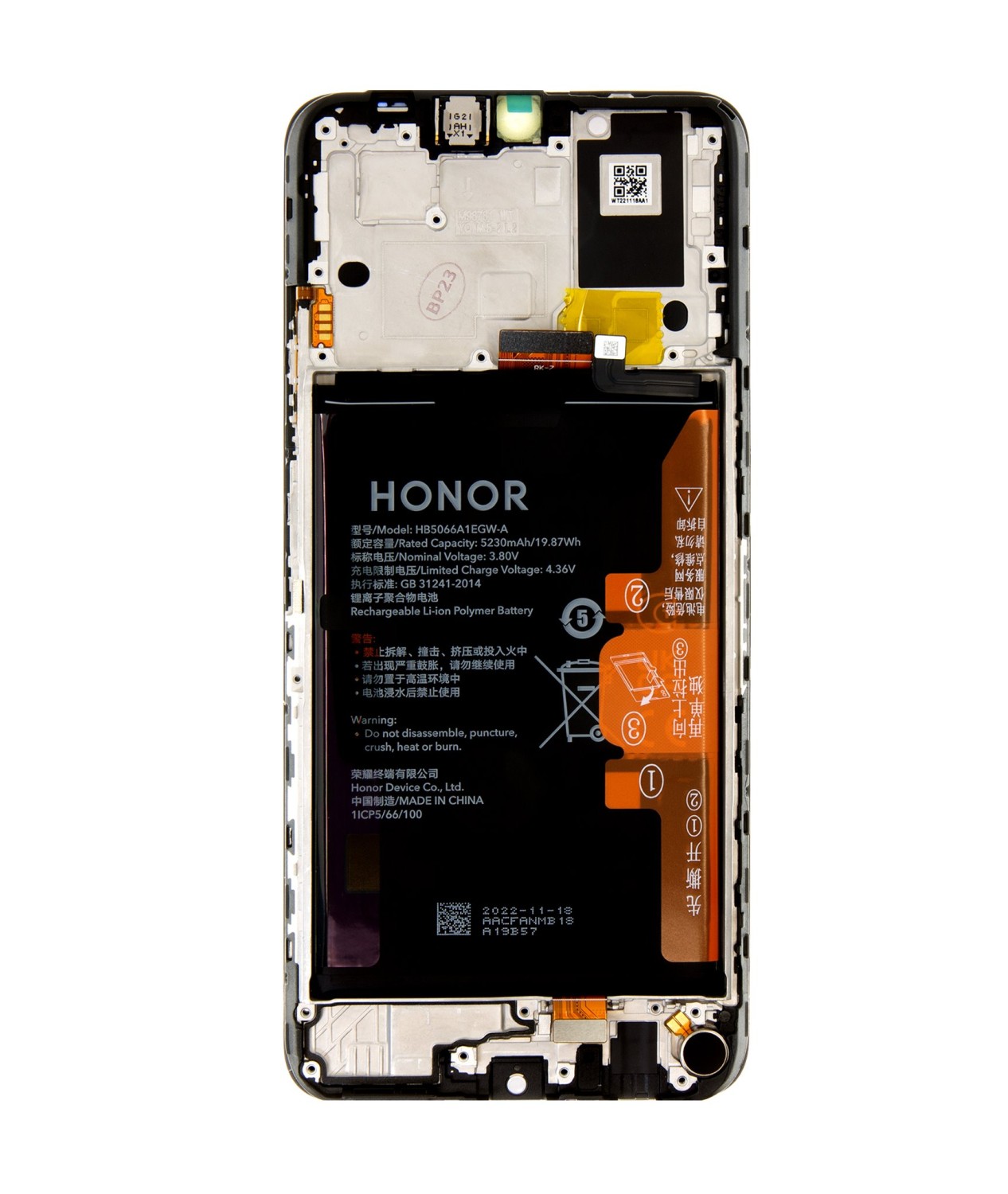 LCD + dotyk + predný kryt pre Honor X7a, black (Service Pack)