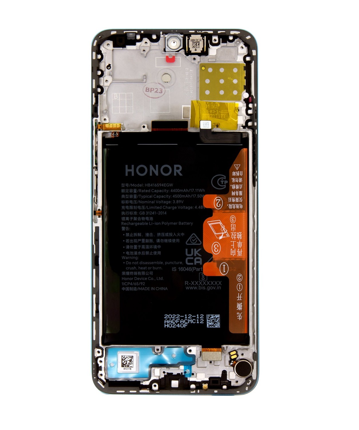 LCD + dotyk + predný kryt pre Honor X8a, cyan (Service Pack)