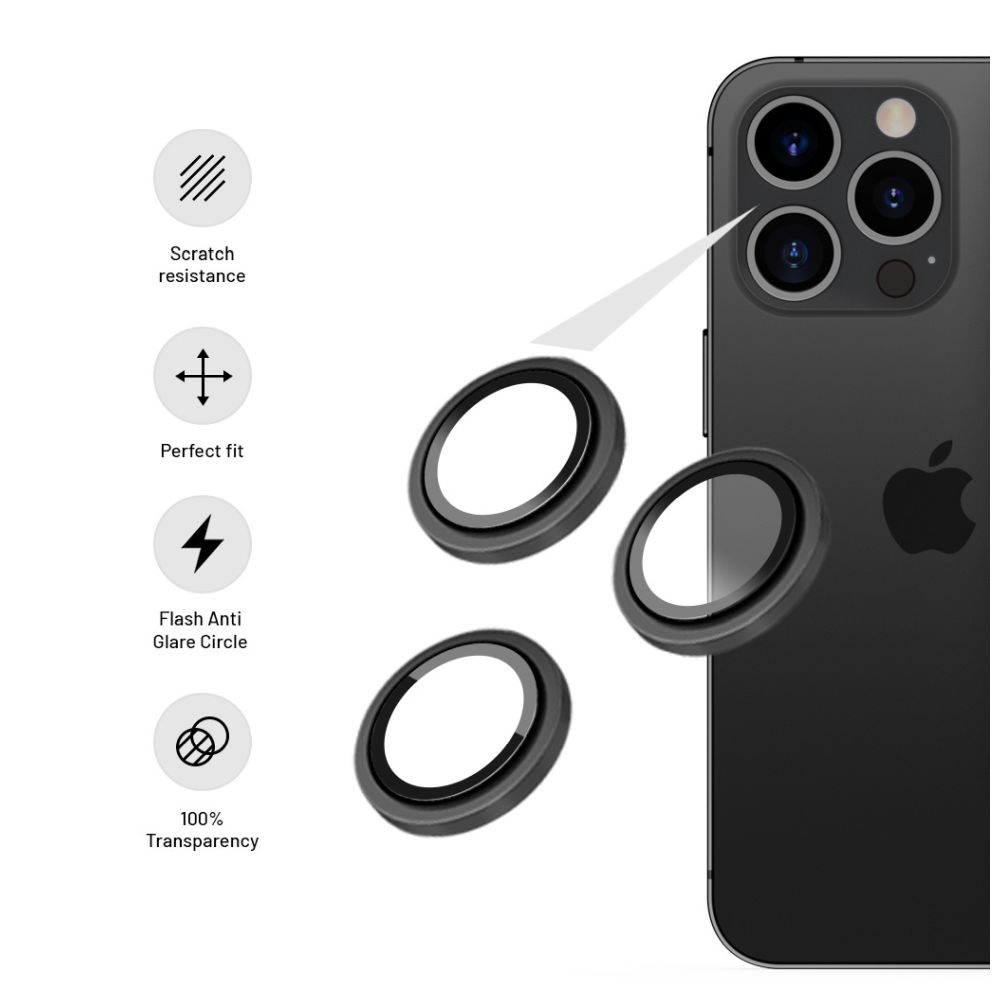 Ochranná skla čoček fotoaparátů FIXED Camera Glass pro Apple iPhone 13 Pro/13 Pro Max, space grey