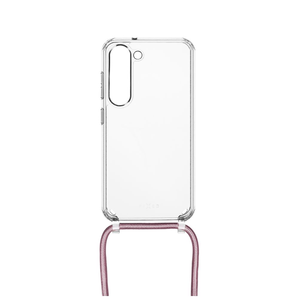 Pouzdro FIXED Pure Neck s růžovou šňůrkou na krk pro Samsung Galaxy S23