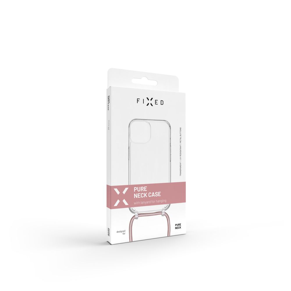 Pouzdro FIXED Pure Neck s růžovou šňůrkou na krk pro Samsung Galaxy S23