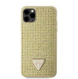 Guess Rhinestones Triangle Metal Logo Kryt pro iPhone 11 Pro Max Gold