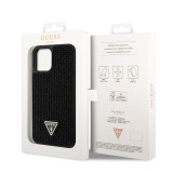 Guess Rhinestones Triangle Metal Logo Kryt pro iPhone 12/12 Pro Black