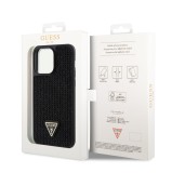 Guess Rhinestones Triangle Metal Logo Kryt pro iPhone 14 Pro Max Black