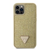 Guess Rhinestones Triangle Metal Logo Kryt pro iPhone 12/12 Pro Gold