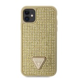 Guess Rhinestones Triangle Metal Logo Kryt pro iPhone 11 Gold