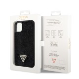 Guess Rhinestones Triangle Metal Logo Kryt pro iPhone 11 Pro Black