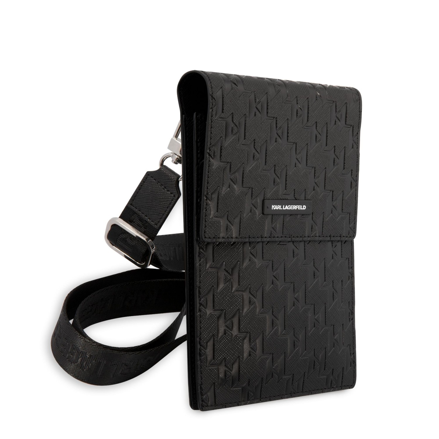 Karl Lagerfeld Saffiano Monogram Wallet Phone Bag Black