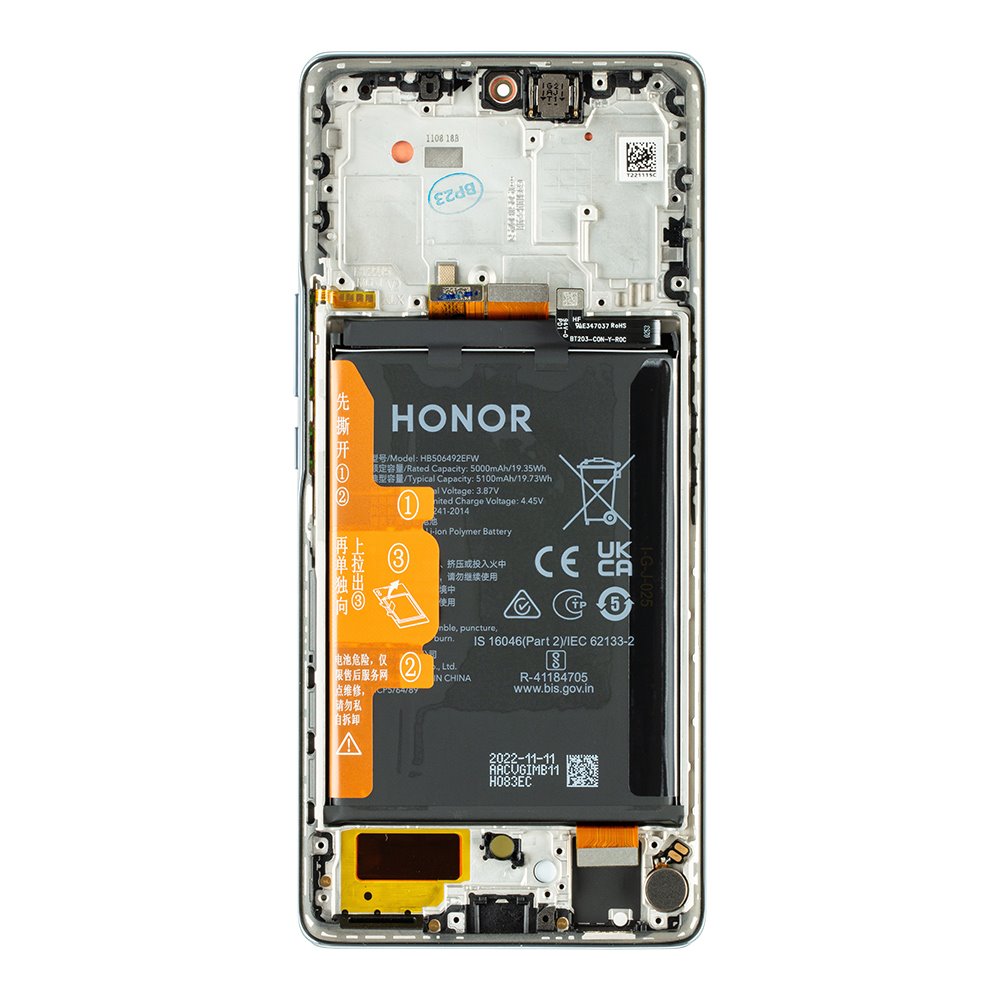 LCD + dotyk + predný kryt pre Honor Magic5 Lite, silver (Service Pack)