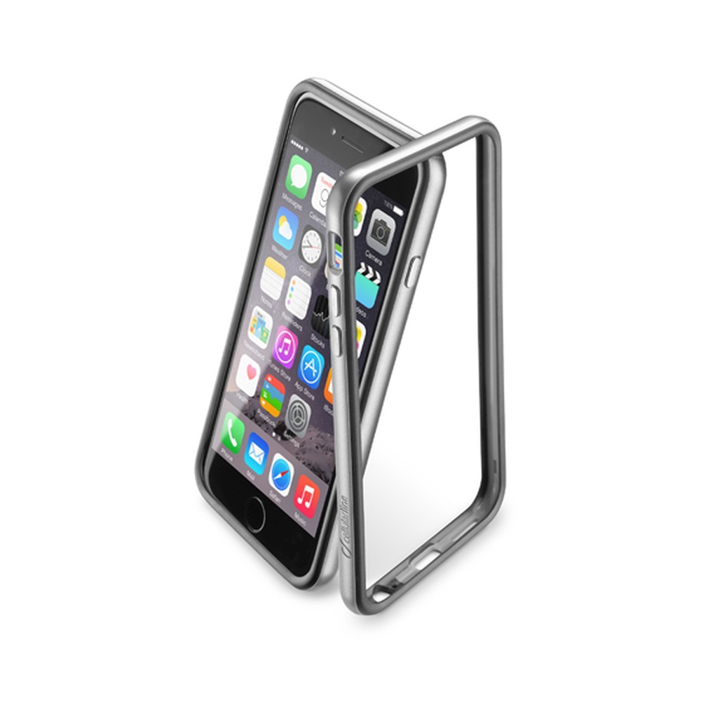 Ochranný rámček CellularLine Bumper Satin pre Apple iPhone 6/6S, šedá