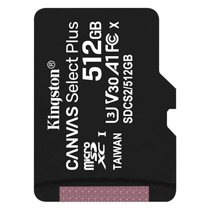 Kingston Canvas Select Plus A1/micro SD/512 GB/100 MBps/UHS-I U3 / Class 10