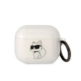 Silikonové pouzdro Karl Lagerfeld 3D Logo NFT Choupette pro Airpods 3, white