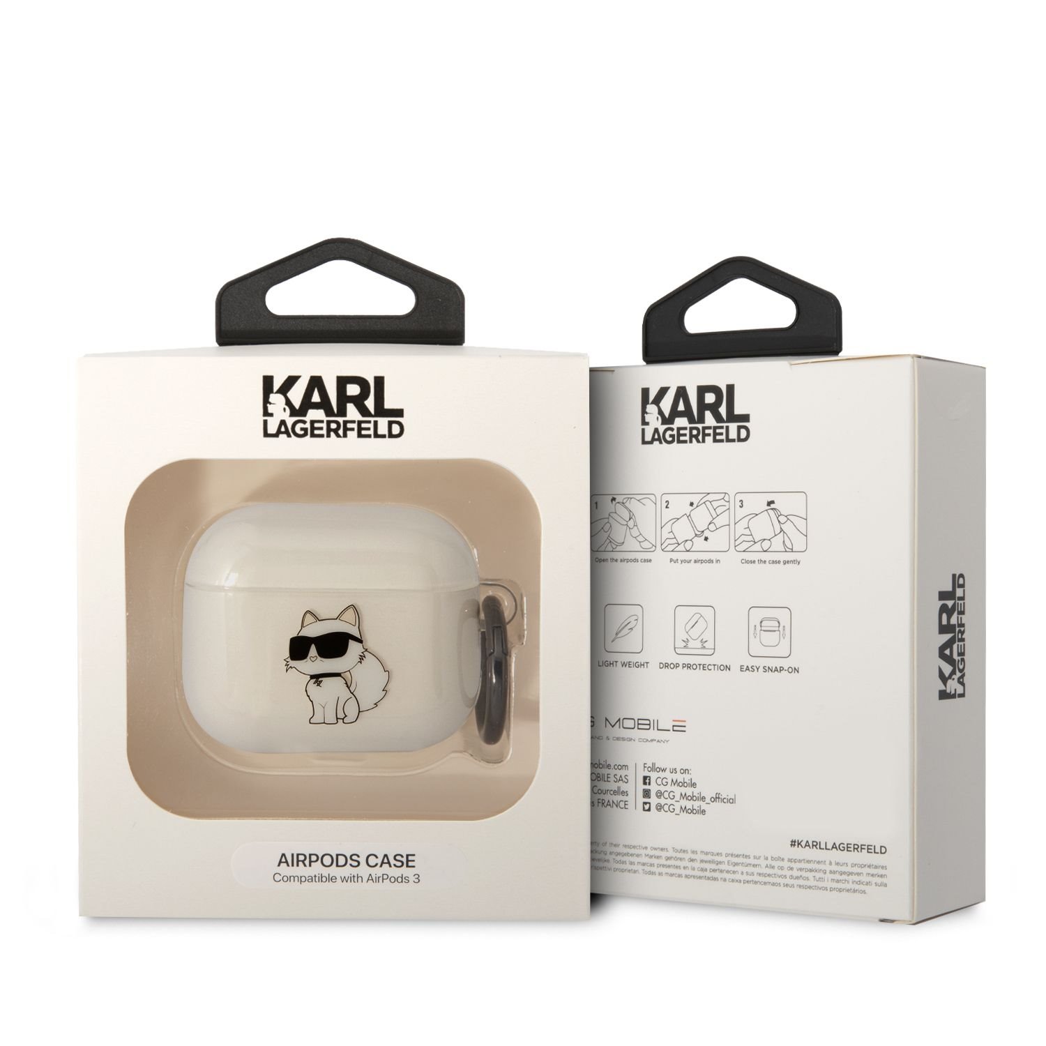 Karl Lagerfeld 3D Logo NFT Choupette TPU Pouzdro pro Airpods 3 White