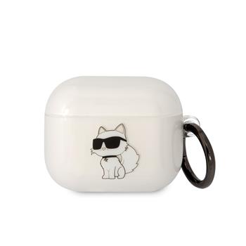 Silikonové pouzdro Karl Lagerfeld 3D Logo NFT Choupette pro Airpods 1/2, white