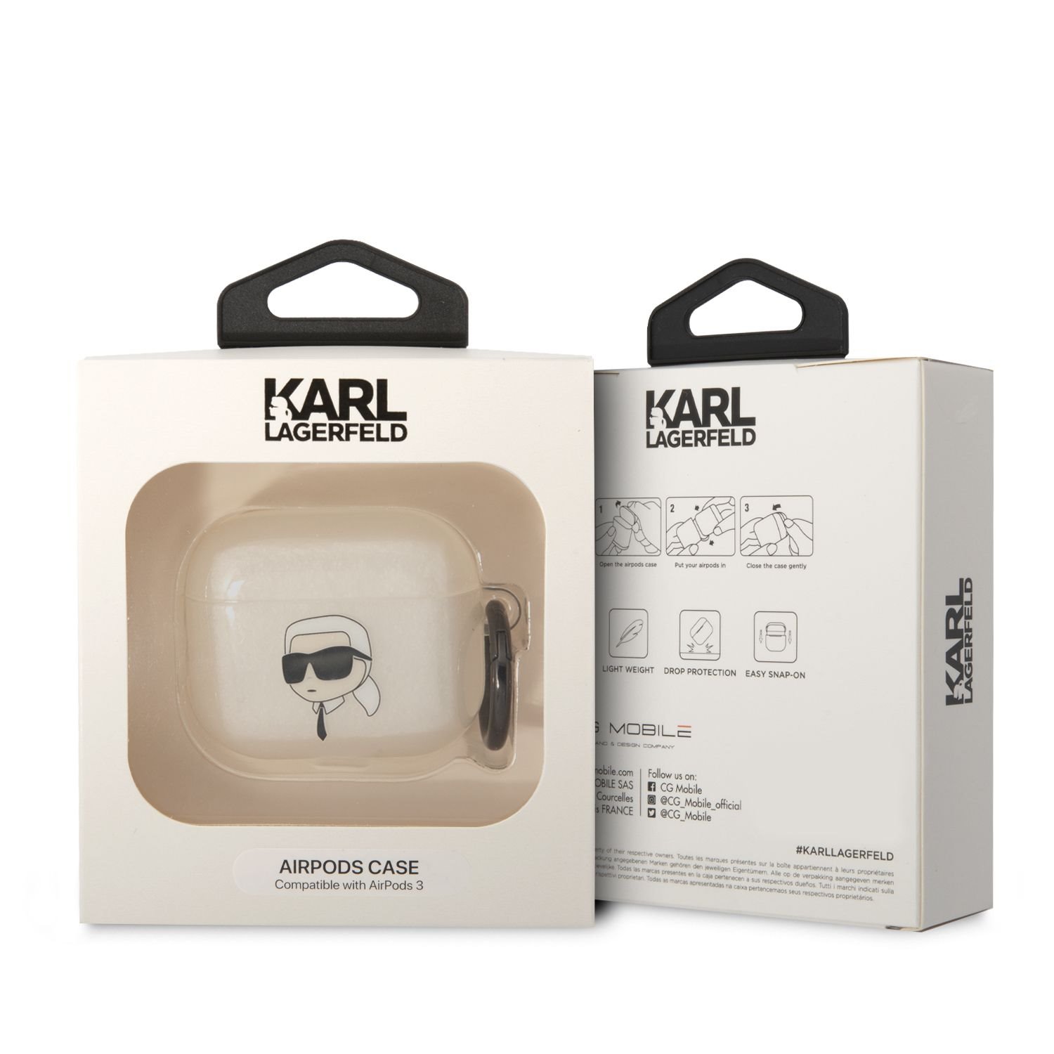 Karl Lagerfeld 3D Logo NFT Karl Head TPU Pouzdro pro Airpods 3 White
