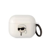 Silikonové pouzdro Karl Lagerfeld 3D Logo NFT Karl Head pro Airpods 1/2, white