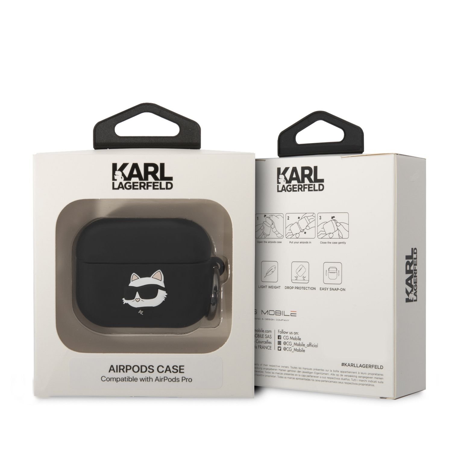 Karl Lagerfeld 3D Logo NFT Choupette Head Silikonové Pouzdro pro Airpods Pro Black