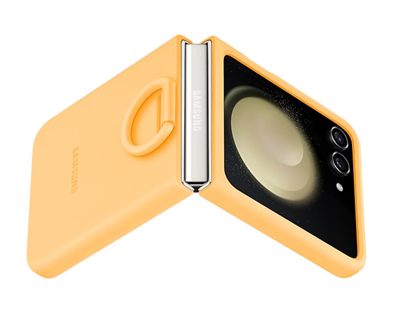 Silikonový kryt Samsung s držákem na prst pro Galaxy Z Flip5, apricot