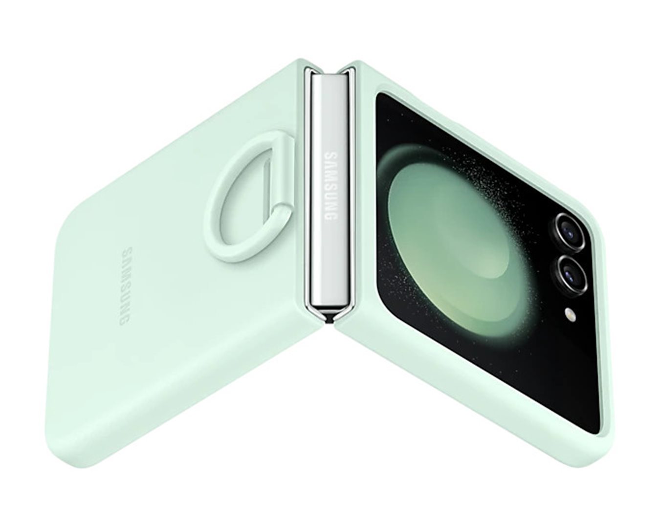 Silikonový kryt Samsung s držákem na prst pro Galaxy Z Flip5, ocean green