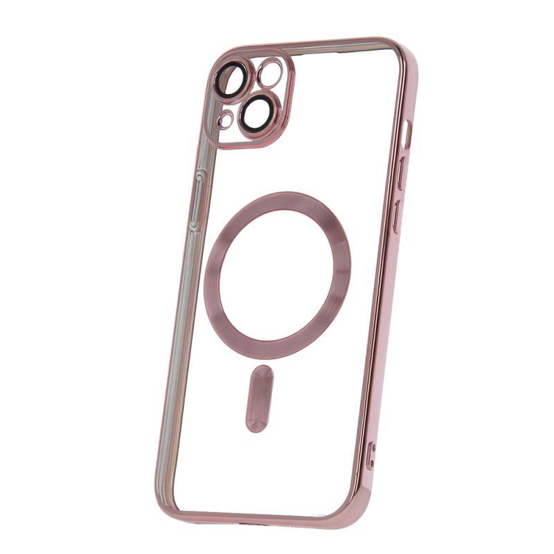 Silikónové TPU puzdro Mag Color Chrome pre Apple iPhone 14 Plus, ružovo zlatá