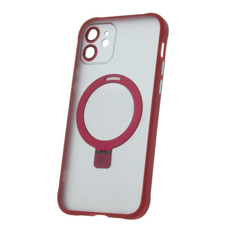 Silikónové TPU puzdro Mag Ring pre Apple iPhone 12, červená