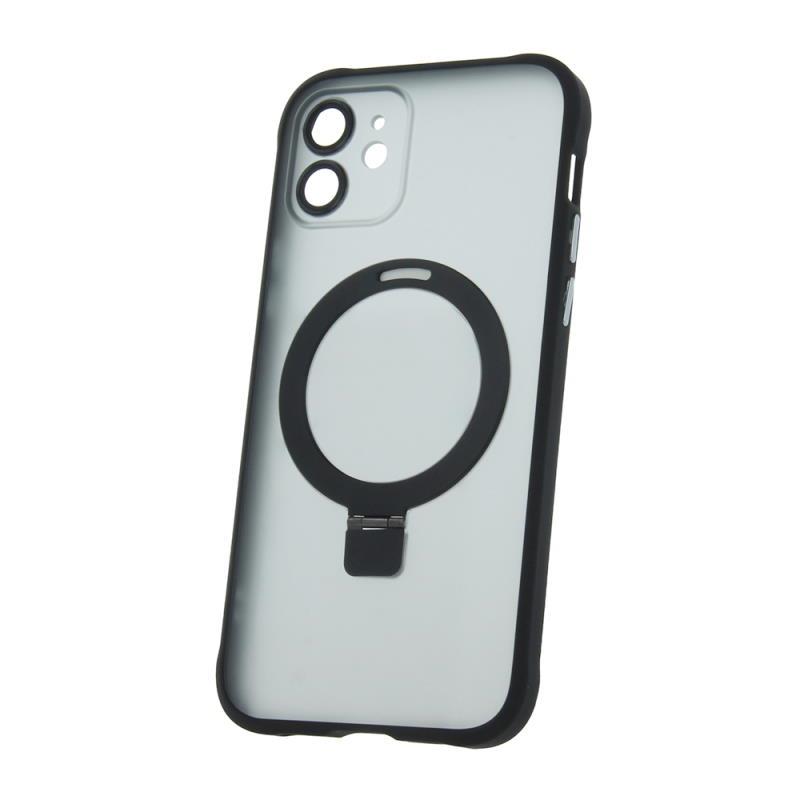 Silikónové TPU puzdro Mag Ring pre Apple iPhone 12, čierna