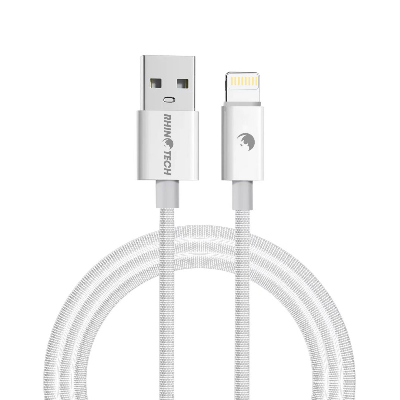 Kabel RhinoTech s nylonovým opletem USB-A na Lightning 2,4A 1M, bílá