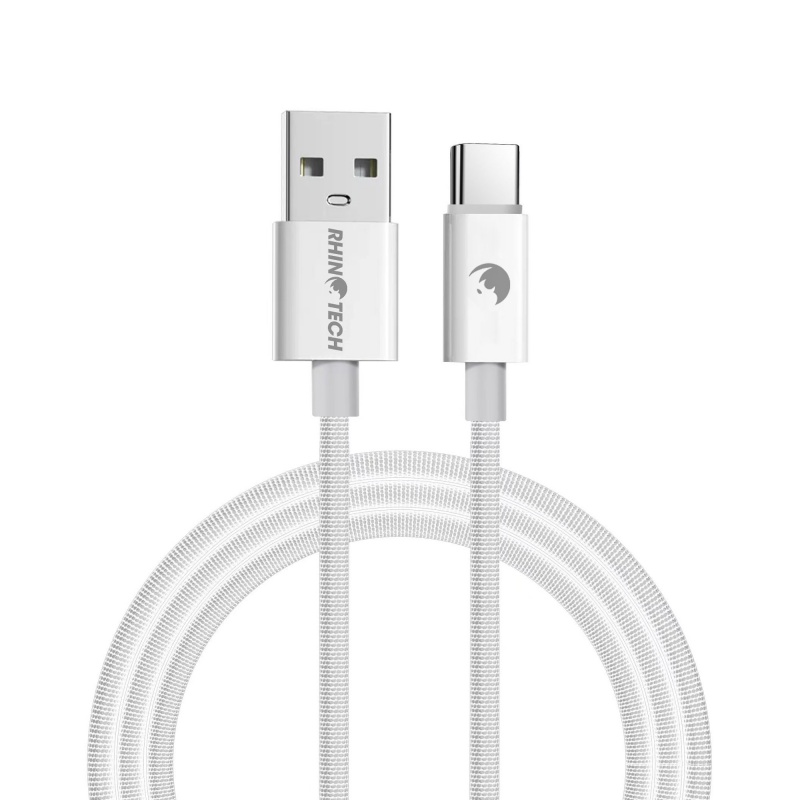 Kabel RhinoTech s nylonovým opletem USB-A na USB-C 27W 1M, bílá