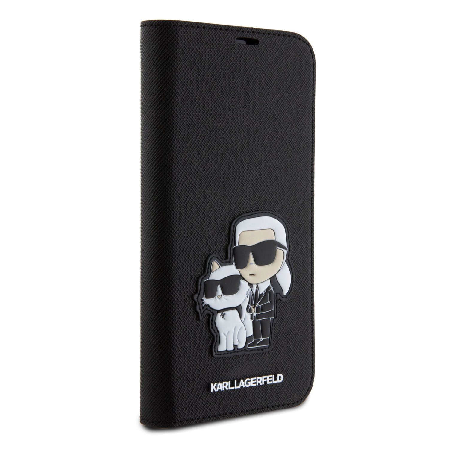 Karl Lagerfeld PU Saffiano Karl and Choupette NFT Book Pouzdro pro iPhone 15 Pro Max Black