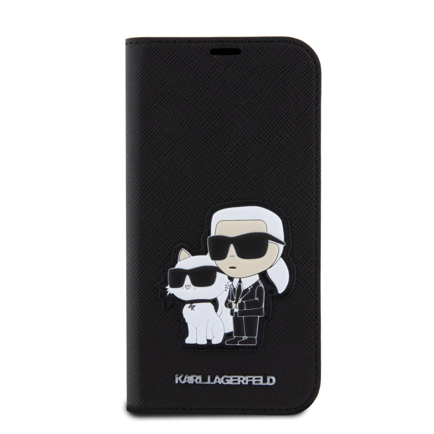 Karl Lagerfeld PU Saffiano Karl and Choupette NFT Book Pouzdro pro iPhone 15 Pro Black