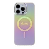 Guess IML Iridescent Script MagSafe Zadní Kryt pro iPhone 15 Pro Max Pink