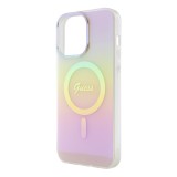 Guess IML Iridescent Script MagSafe Zadní Kryt pro iPhone 15 Pro Max Pink