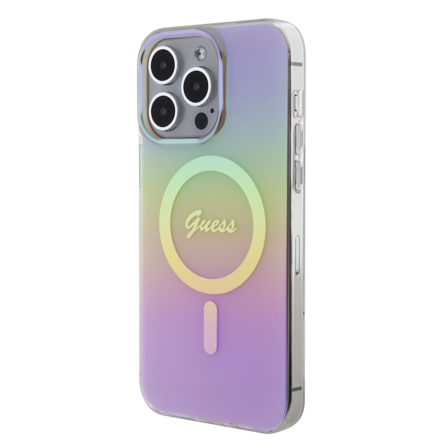 Guess IML Iridescent Script MagSafe Zadní Kryt pro iPhone 15 Pro Max Pink