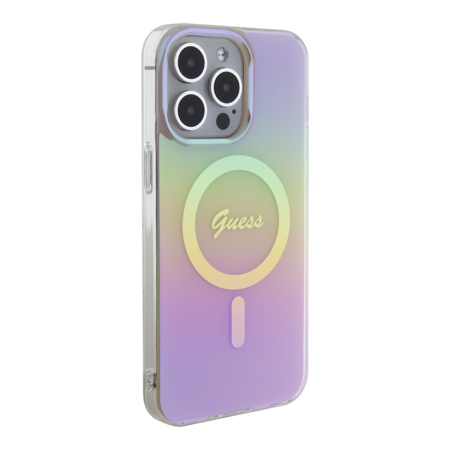 Guess IML Iridescent Script MagSafe Zadní Kryt pro iPhone 15 Pro Max Pink