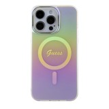 Guess IML Iridescent Script MagSafe Zadní Kryt pro iPhone 15 Pro Pink